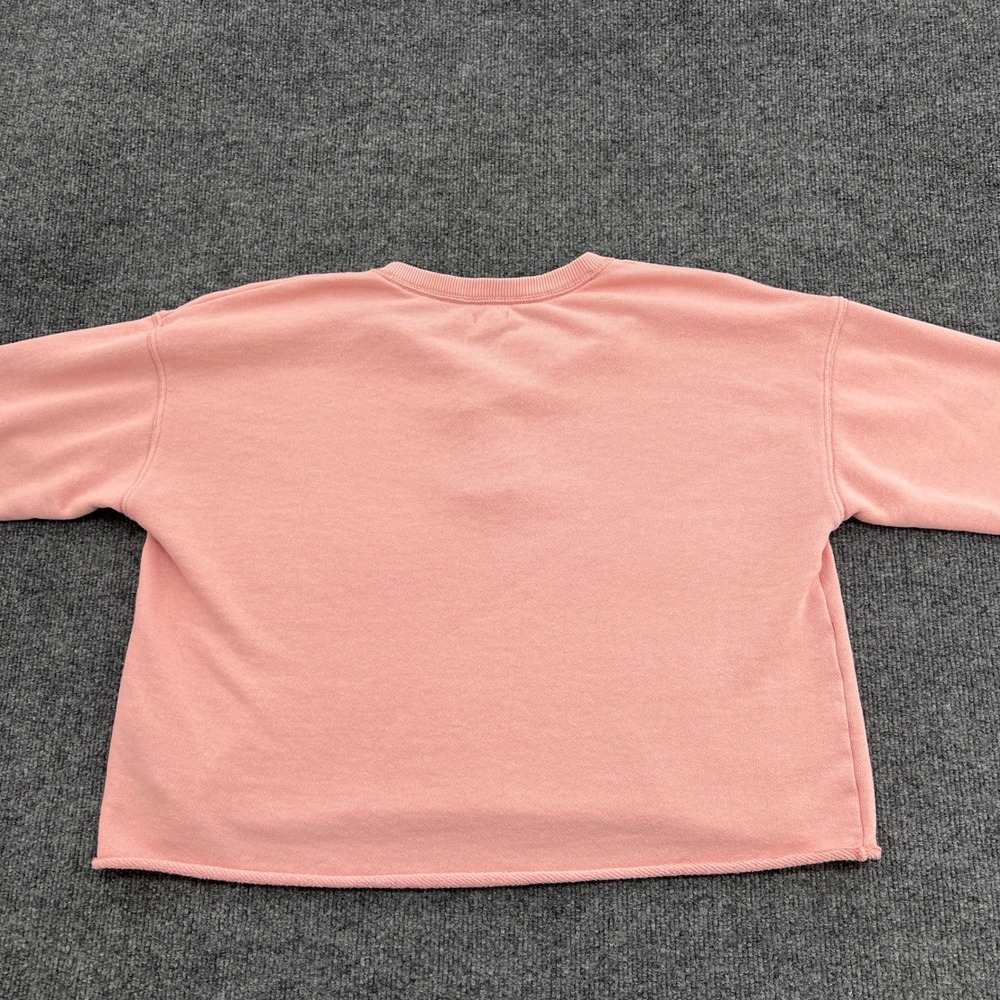 Aerie Henley Crop Sweatshirt Women Medium Pink Long Sleeve Raw Hem Comfy Lounge - Picture 8 of 8